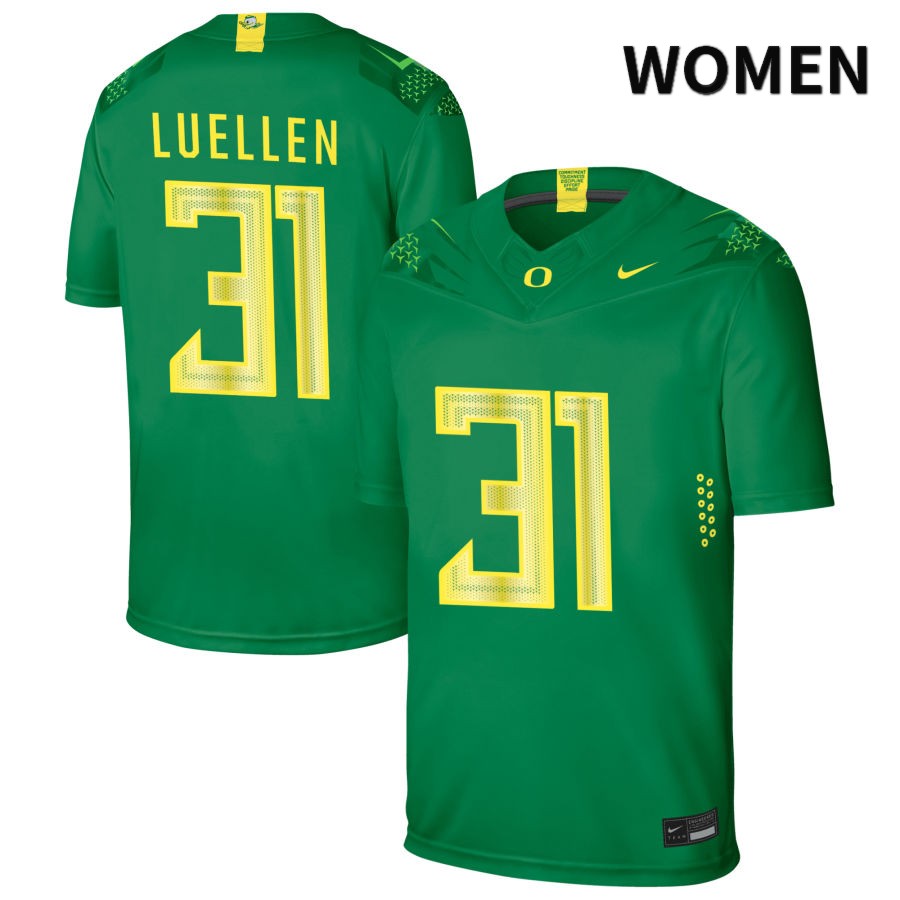 Oregon Ducks Women's #31 La'Vaughn Luellen Football College Authentic Green NIL 2022 Nike Jersey IIF38O7M